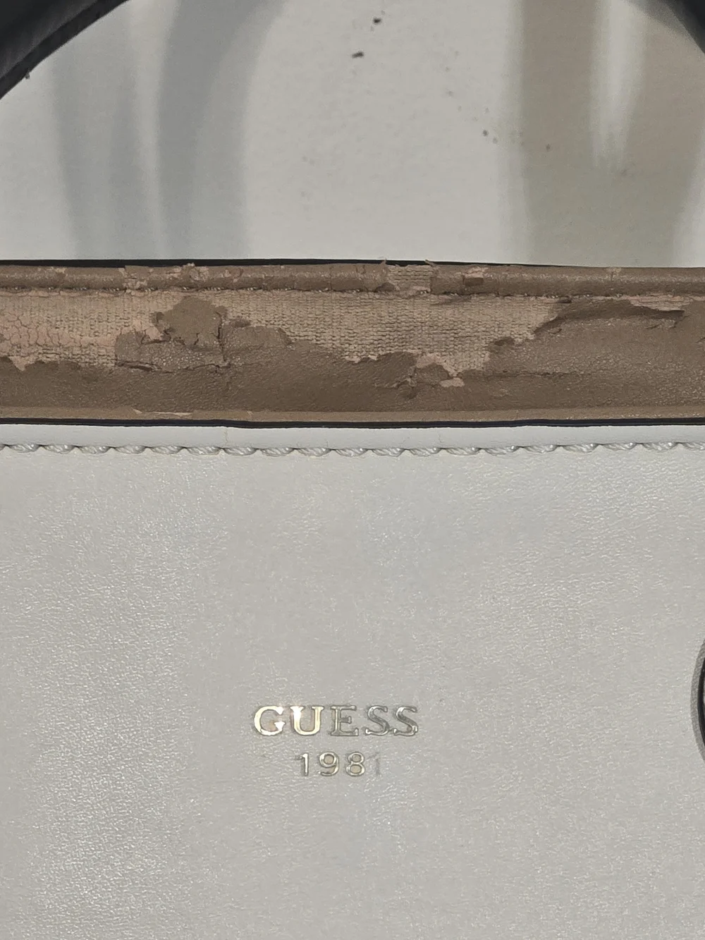 Guess White and Black Faux Leather Satchel Handbag
